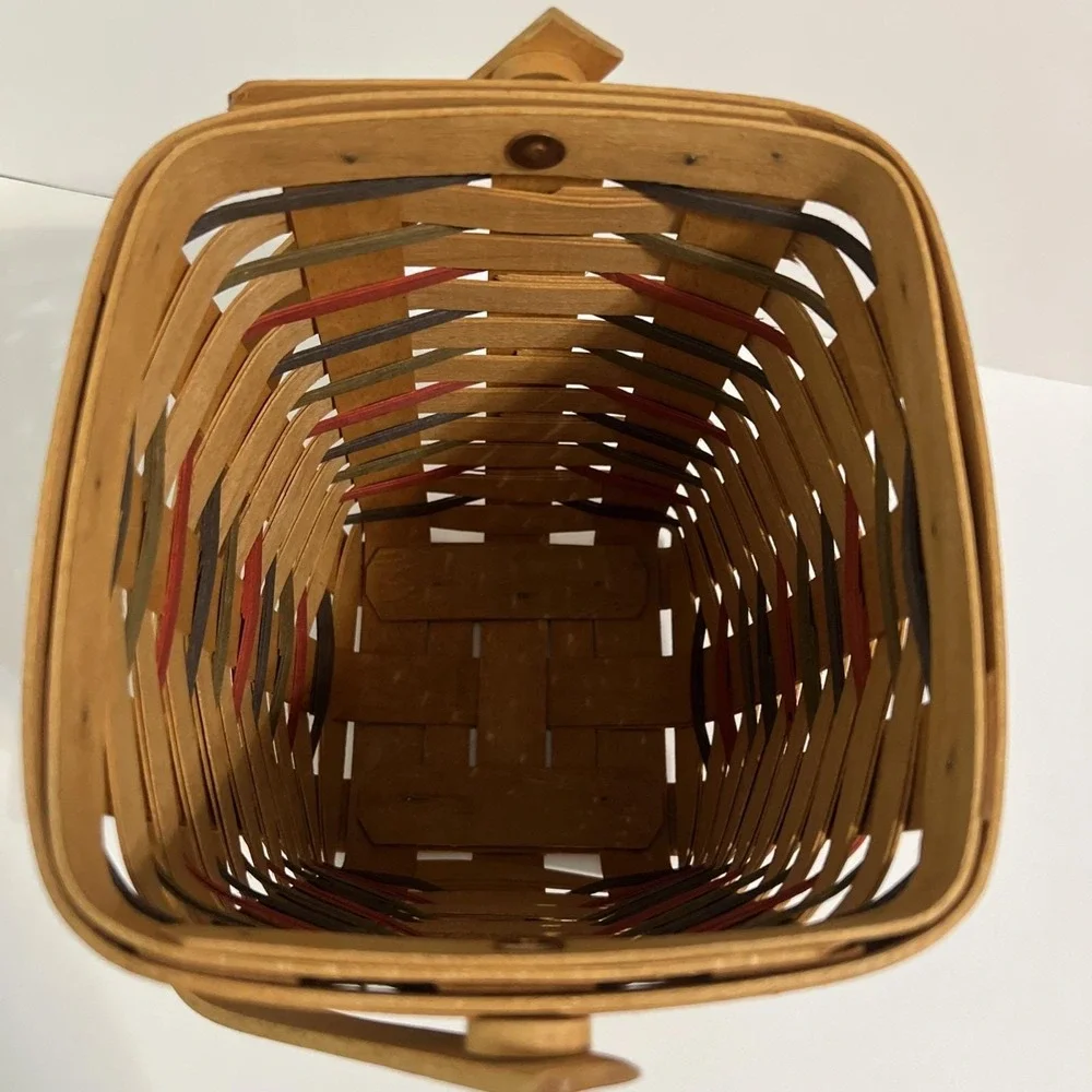 Vintage 1996 Longaberger‎ Large Peg Basket with Moveable Handle Red Green Blue
